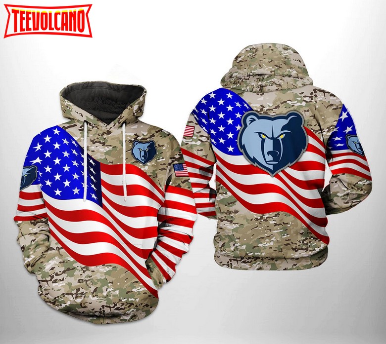 Memphis Grizzlies NBA US Flag Camo Veteran Team 3D Printed Hoodie