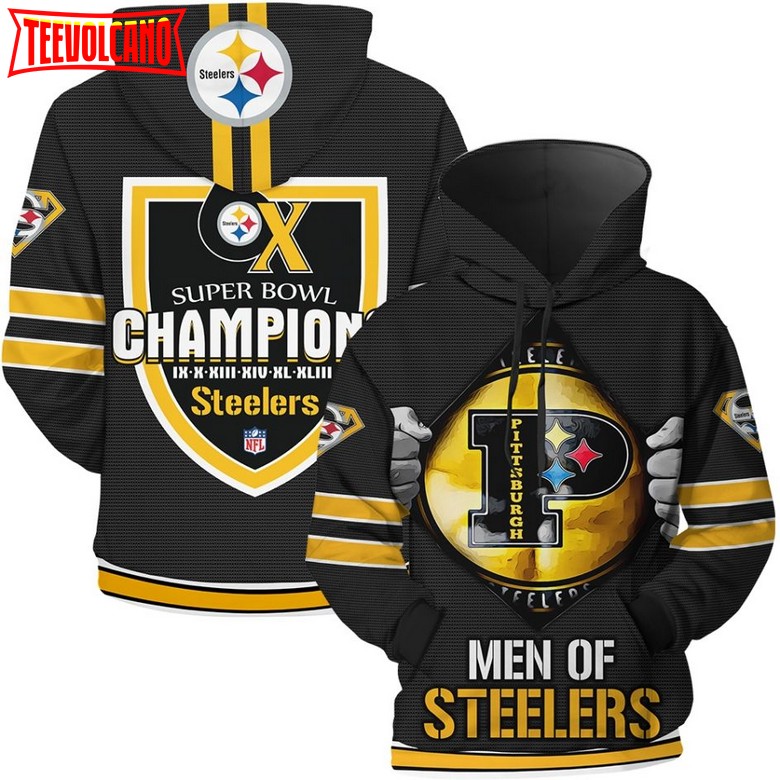 Men Of Steelers Pittsburgh Steelers Ribbing 3D Printed Hoodie