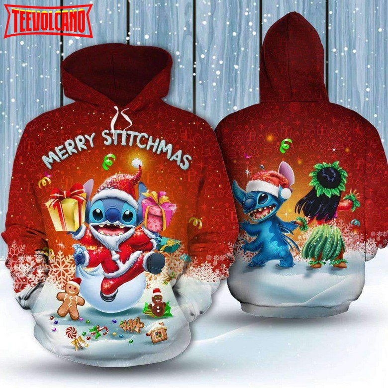 Merry Stichmas Cute Stitch Santa Art 3D Printed Hoodie