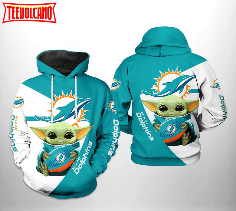 Miami Dolphins NFL Baby Yoda Team 3D Printed Hoodie