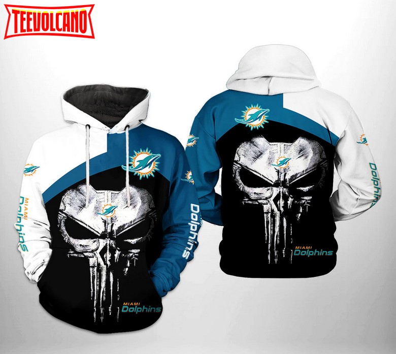 Miami Dolphins NFL Skull Punisher Team 3D Printed Hoodie