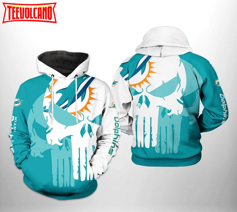 Miami Dolphins NFL Team Skull 3D Printed Hoodie