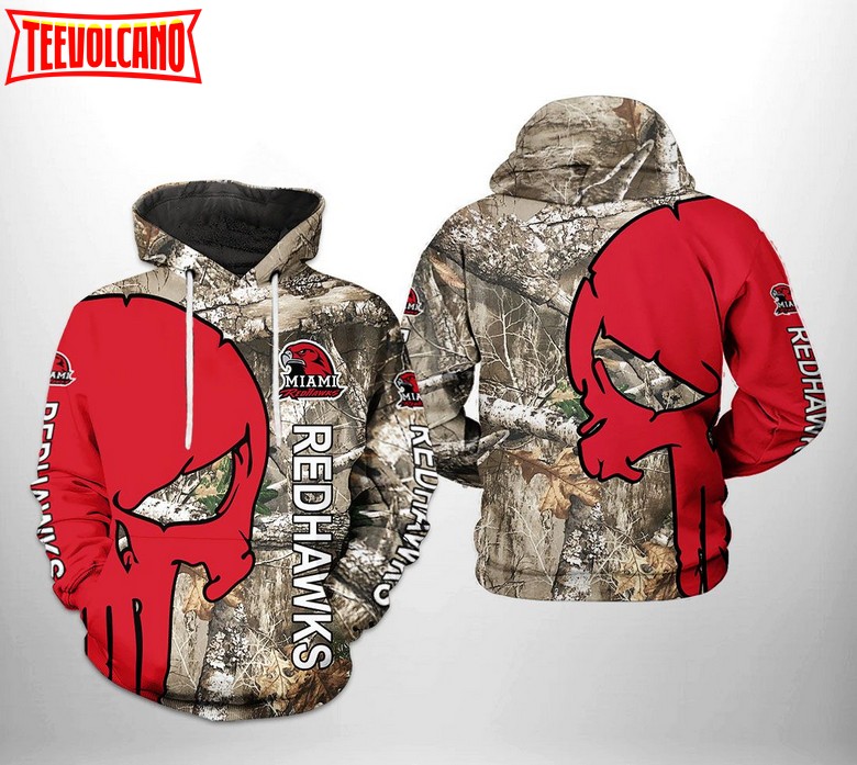 Miami Redhawks NCAA Camo Veteran Hunting 3D Printed Hoodie