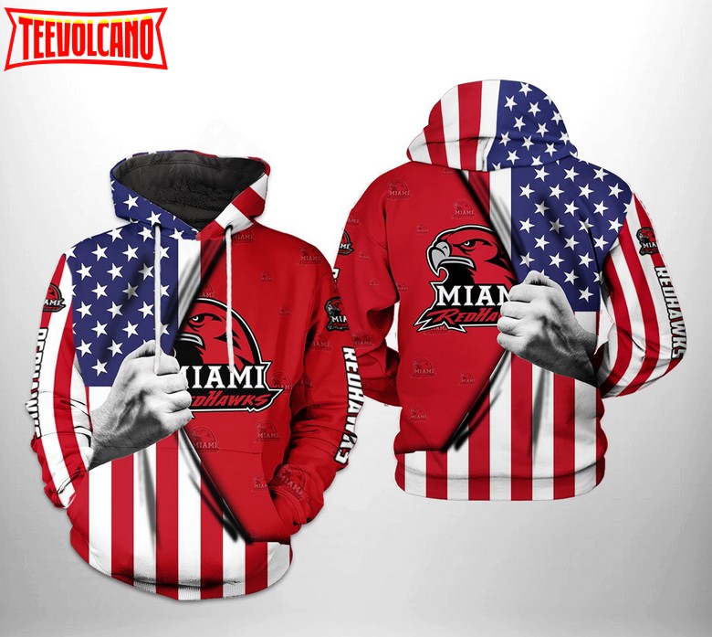 Miami Redhawks NCAA US Flag 3D Printed Hoodie