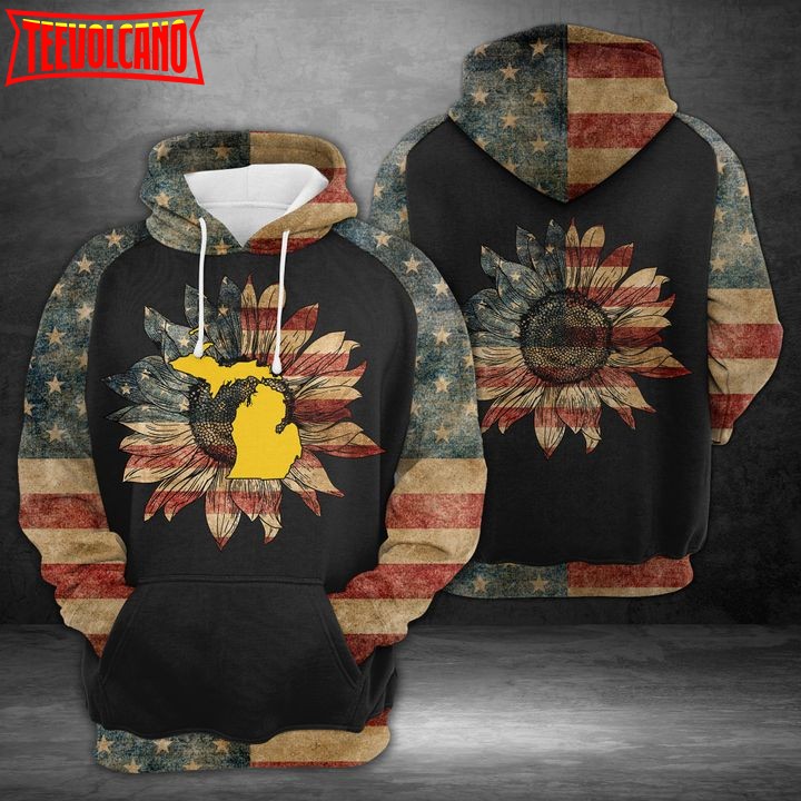 Michigan American Flag 3D Printed Hoodie