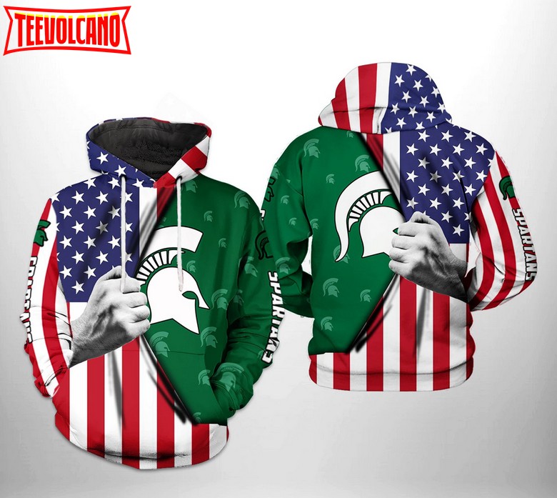 Michigan State Spartans NCAA US Flag 3D Printed Hoodie