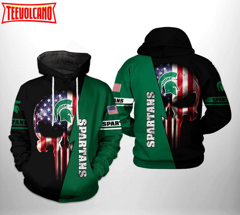 Michigan State Spartans NCAA US Flag Skull 3D Printed Hoodie