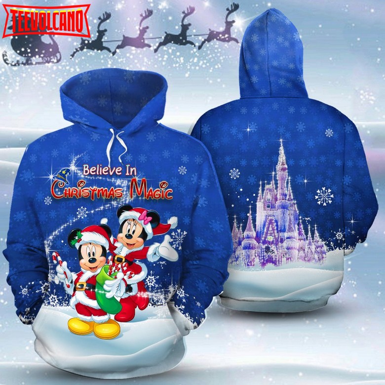 Mickey And Minnie Believe In Christmas Magic 3D Printed Hoodie