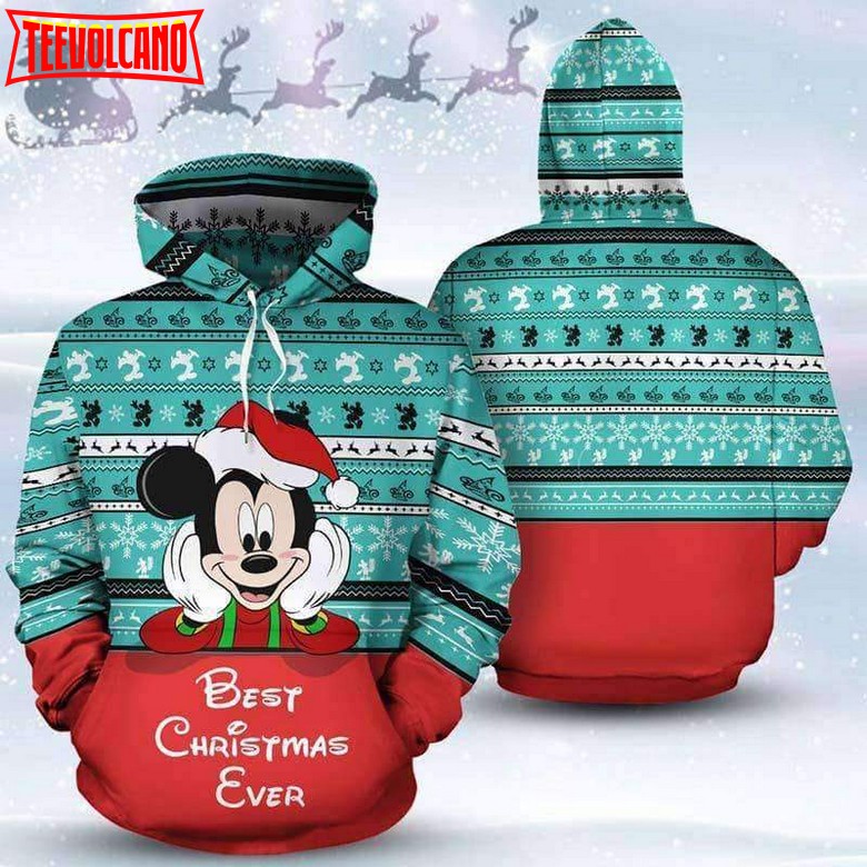 Mickey Best Chrismas Ever Ugly Sweater Pattern 3D Printed Hoodie