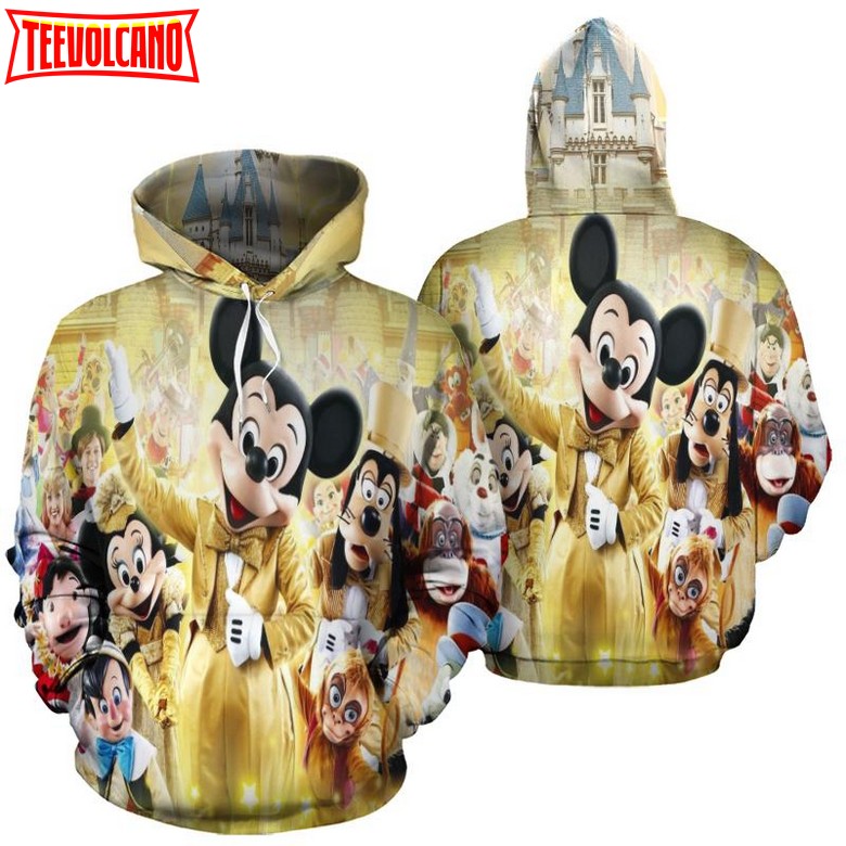 Mickey Gold Disney Land 3D Printed Hoodie