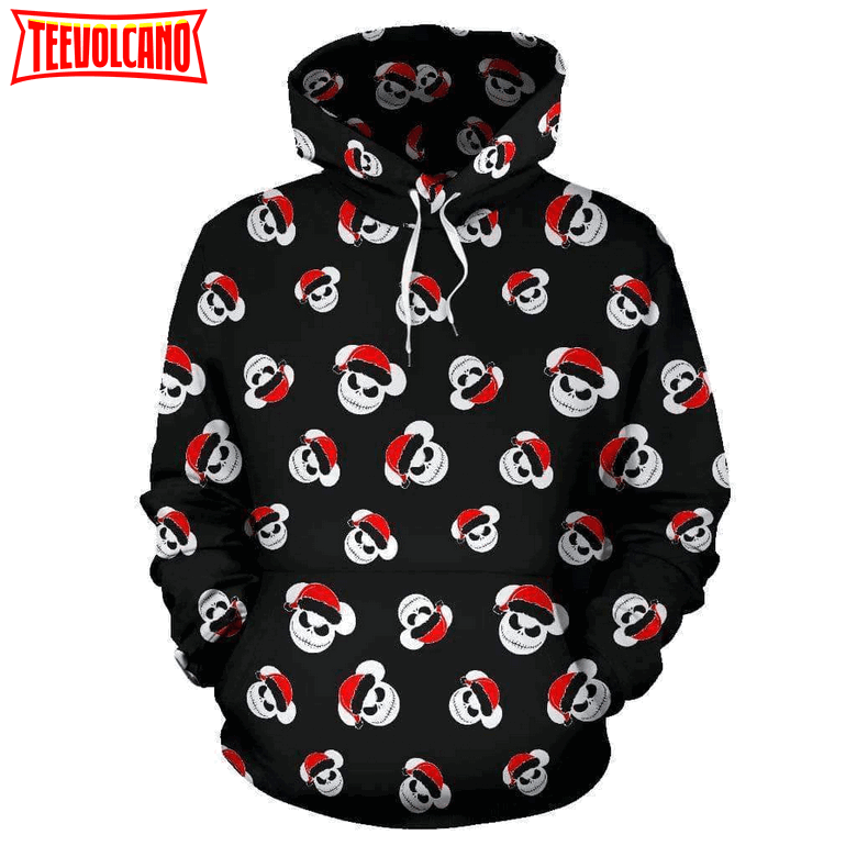 Mickey Jack Skellington Head Pattern Christmas 3D Printed Hoodie