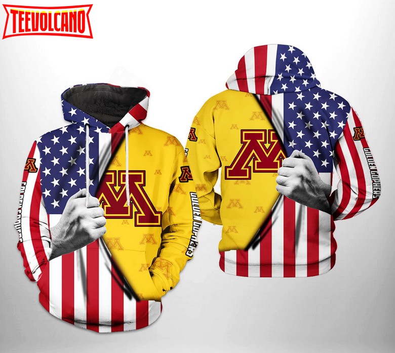 Minnesota Golden Gophers NCAA US Flag 3D Printed Hoodie