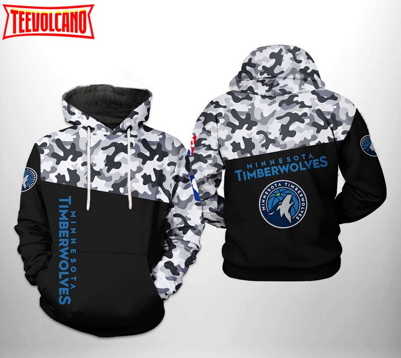 Minnesota Timberwolves NBA Camo Veteran Team 3D Printed Hoodie