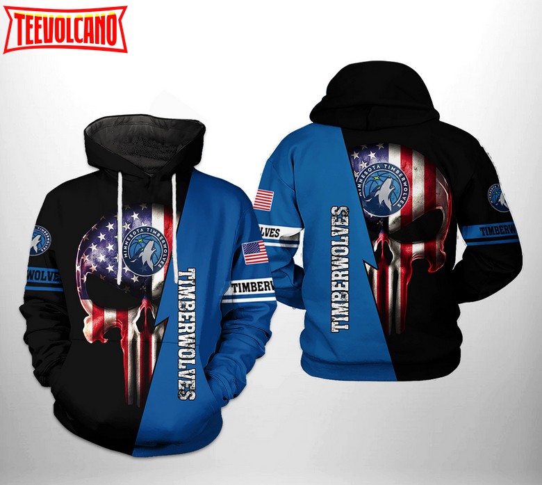 Minnesota Timberwolves NBA US Flag Skull Team 3D Printed Hoodie