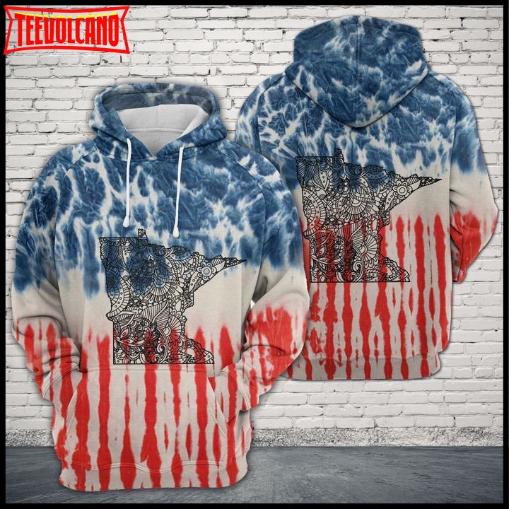 Minnesota Usa Tie Dye 3D Printed Hoodie