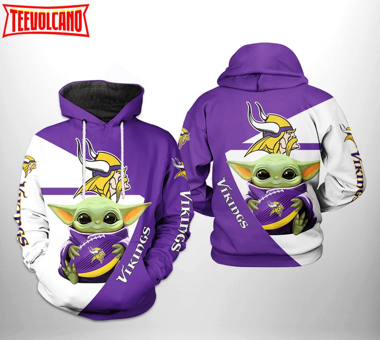 Minnesota Vikings NFL Baby Yoda Team 3D Printed Hoodie