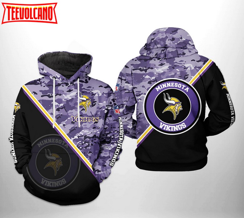 Minnesota Vikings NFL Camo Team 3D Printed Hoodie