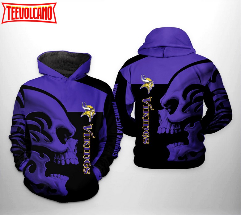 Minnesota Vikings NFL Skull 3D Printed Hoodie