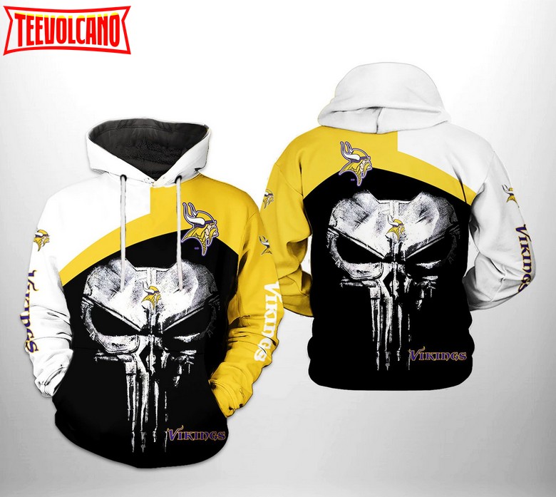 Minnesota Vikings NFL Skull Punisher Team 3D Printed Hoodie