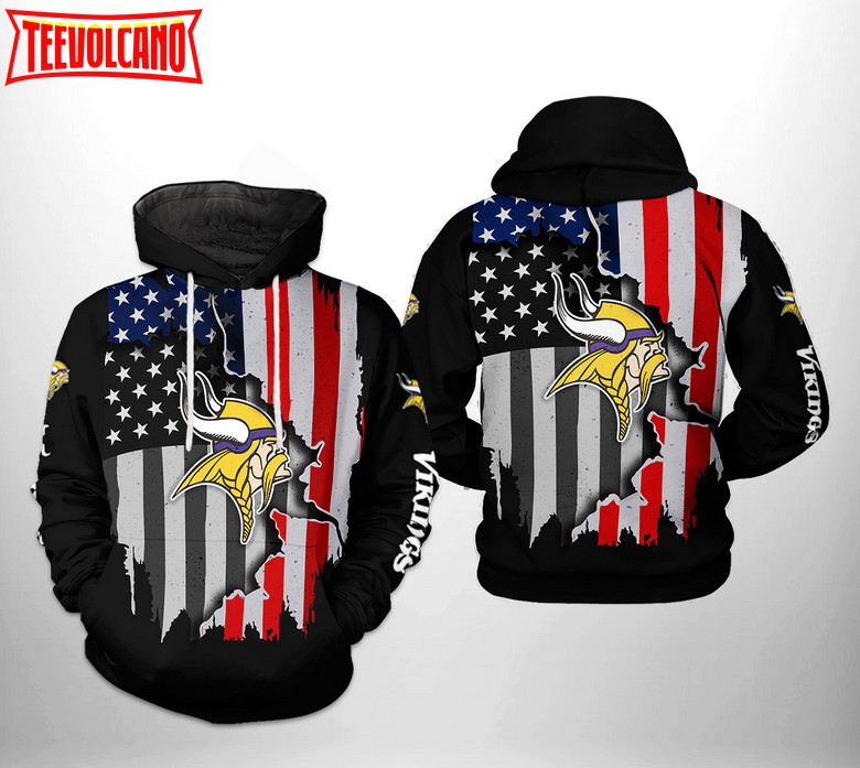 Minnesota Vikings NFL US Flag Team 3D Printed Hoodie