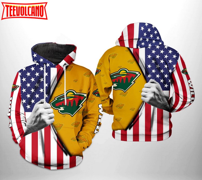 Minnesota Wild NHL US FLag 3D Printed Hoodie