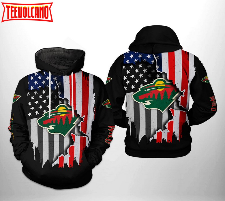 Minnesota Wild NHL US FLag Team 3D Printed Hoodie