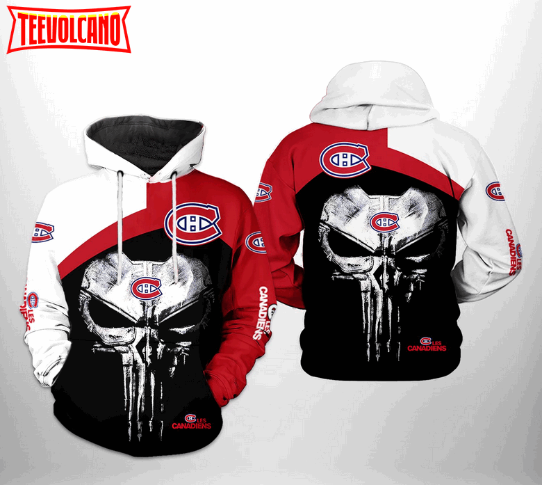 Montral Canadiens NHL Skull Punisher 3D Printed Hoodie