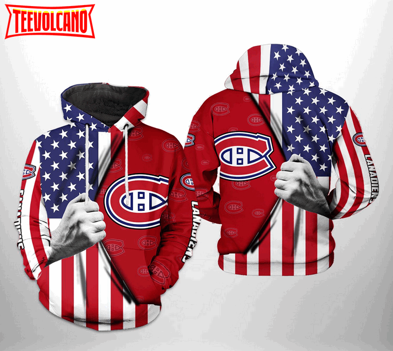 Montral Canadiens NHL US FLag 3D Printed Hoodie