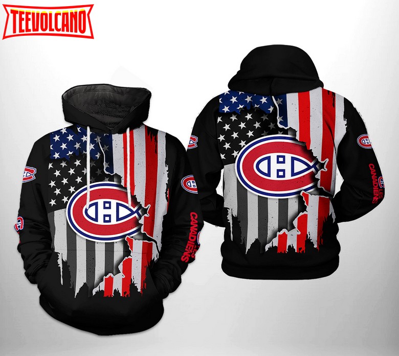 Montral Canadiens NHL US FLag Team 3D Printed Hoodie