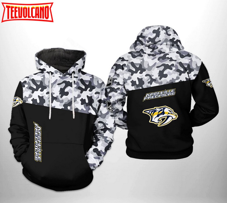 Nashville Predators NHL Camo Veteran 3D Printed Hoodie