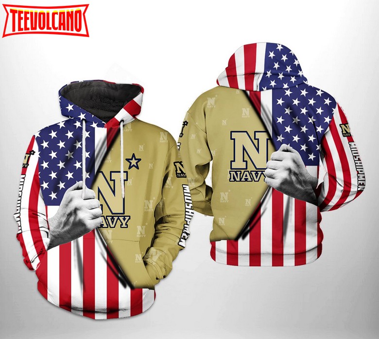 Navy Midshipmen NCAA US Flag 3D Printed Hoodie