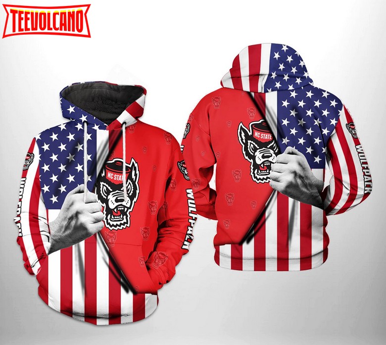 NC State Wolfpack NCAA US Flag 3D Printed Hoodie