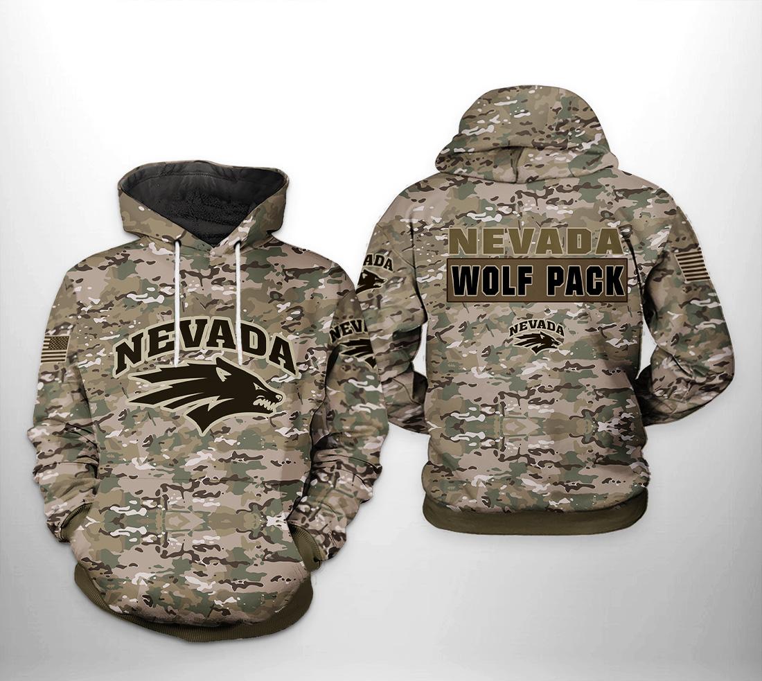 Nevada Wolf Pack NCAA Camo Veteran 3D Printed Hoodie