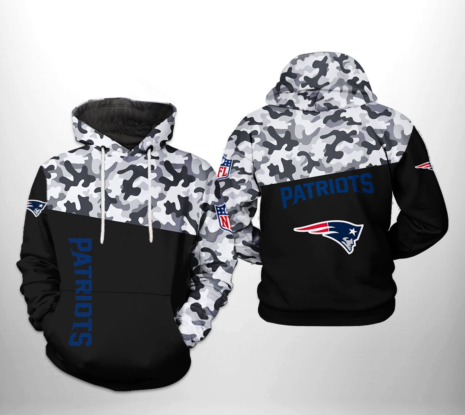 New England Patriots NFL Camo Veteran Team 3D Printed Hoodie