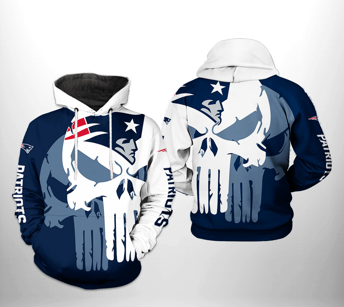 New England Patriots NFL Team Skull 3D Printed Hoodie