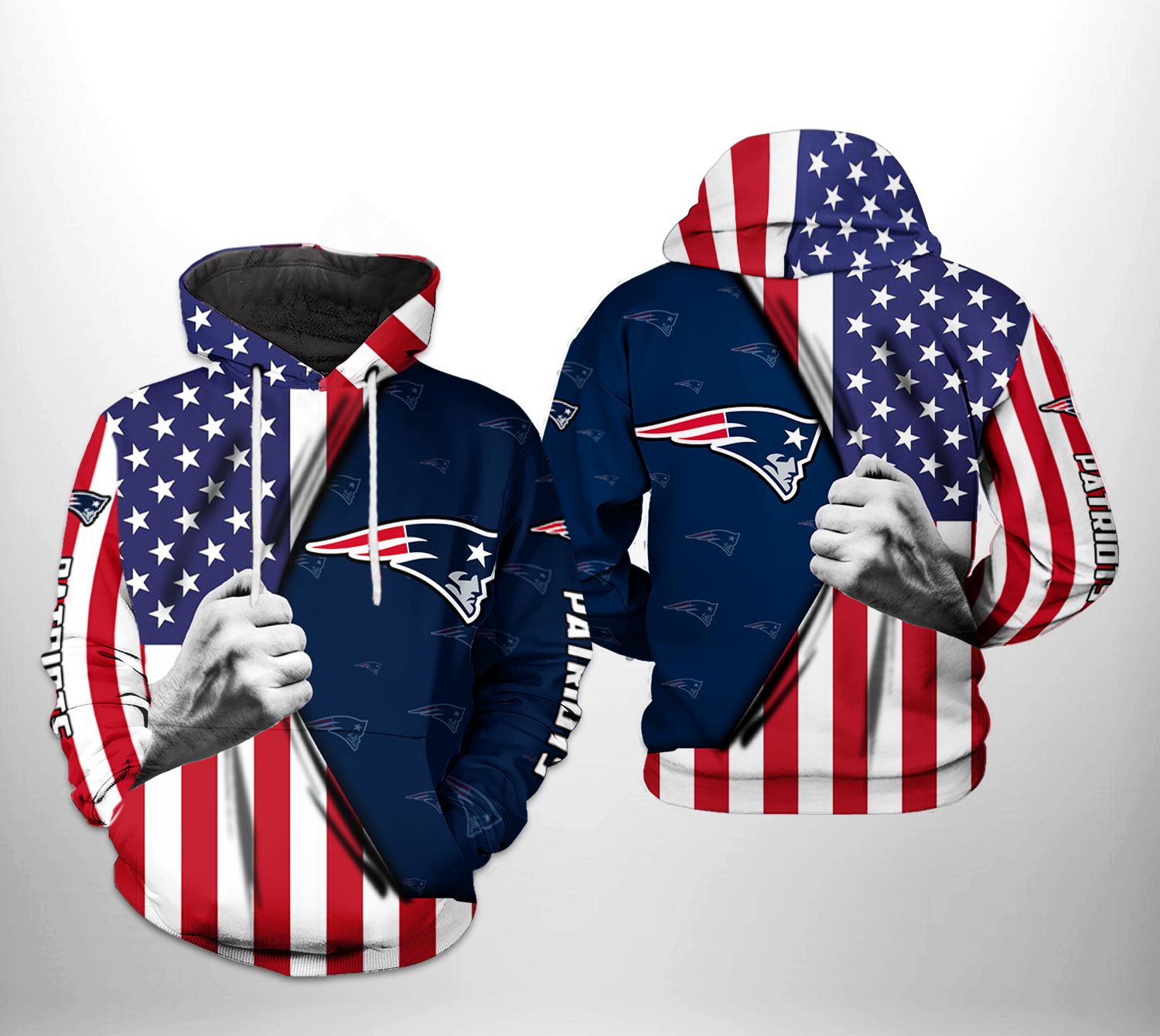 New England Patriots NFL US Flag Team 3D Printed Hoodie