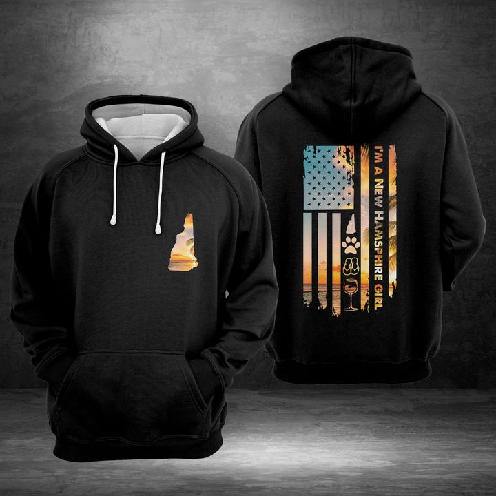 New Hampshire Us Girl 3D Printed Hoodie