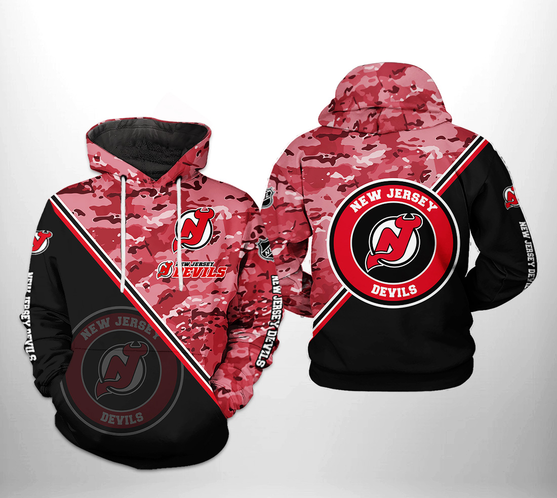 New Jersey Devils NHL Camo Team 3D Printed Hoodie