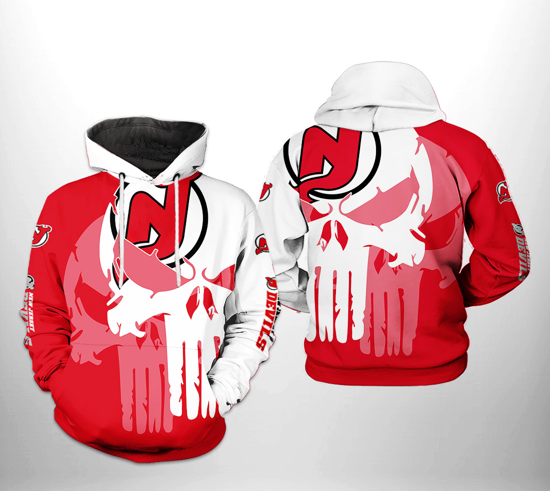 New Jersey Devils NHL Team Skull 3D Printed Hoodie