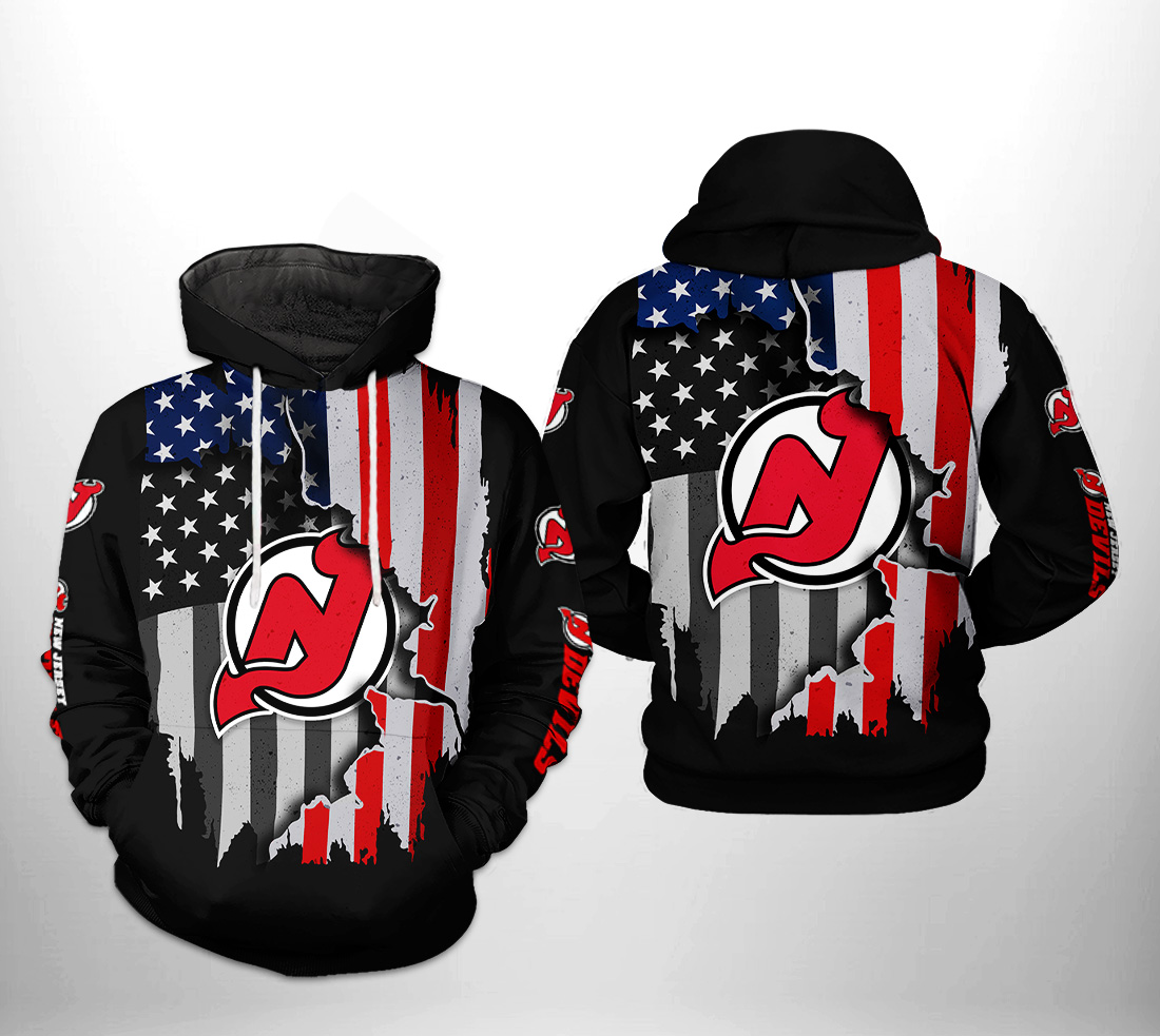 New Jersey Devils NHL US FLag Team 3D Printed Hoodie