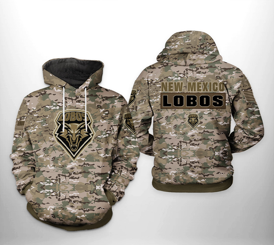 New Mexico Lobos NCAA Camo Veteran 3D Printed Hoodie