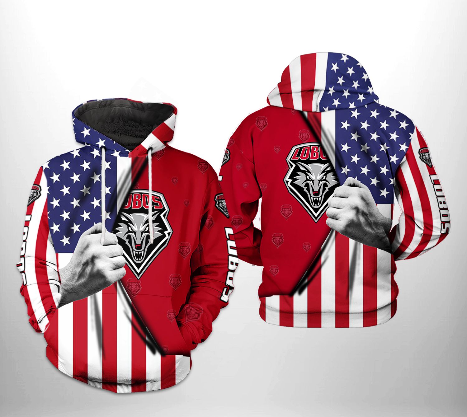 New Mexico Lobos NCAA US Flag 3D Printed Hoodie