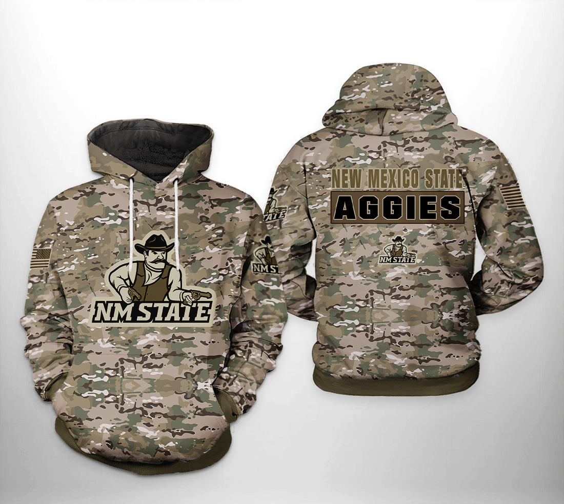 New Mexico State Aggies NCAA Camo Veteran 3D Printed Hoodie