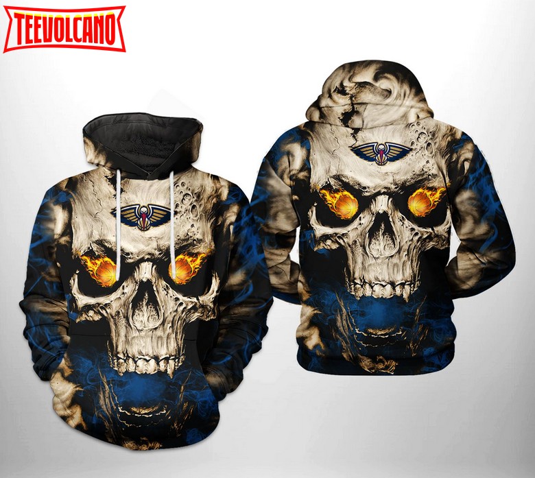 New Orleans Pelicans NBA Skull 3D Printed Hoodie