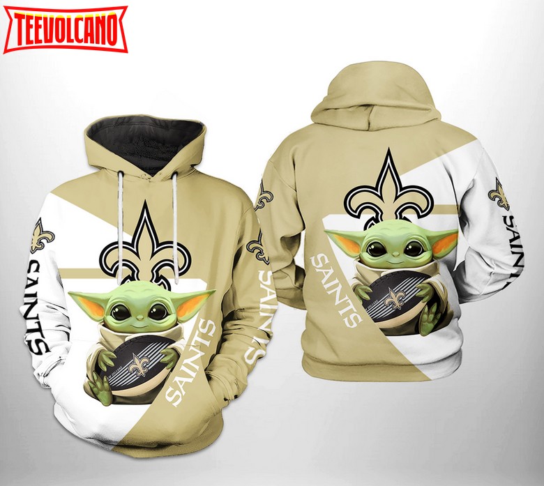 New Orleans Saints NFL Baby Yoda Team 3D Printed Hoodie