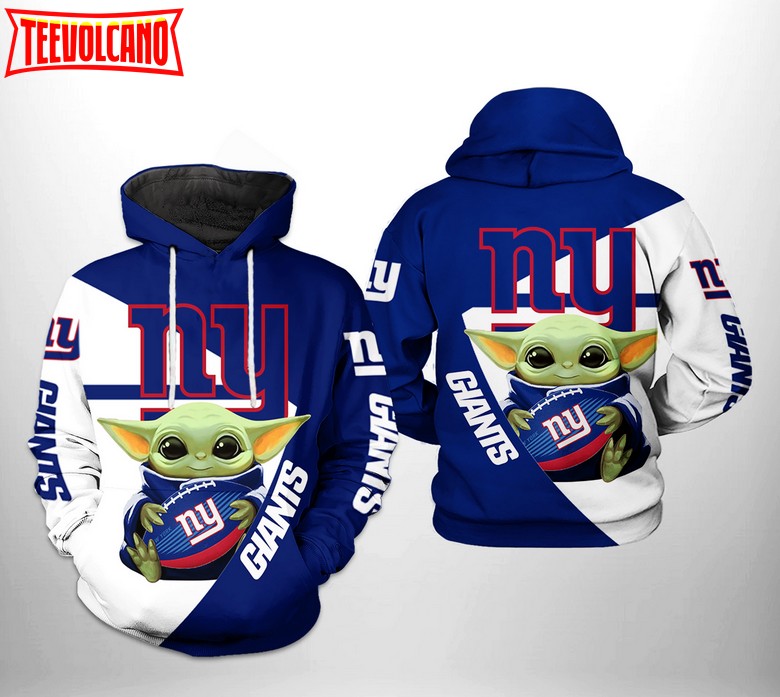 New York Giants NFL Baby Yoda Team 3D Printed Hoodie