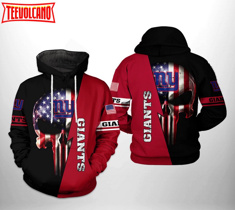 New York Giants NFL US Flag Skull Team 3D Printed Hoodie