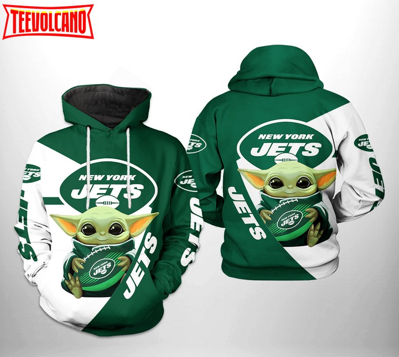 New York Jets NFL Baby Yoda Team 3D Printed Hoodie