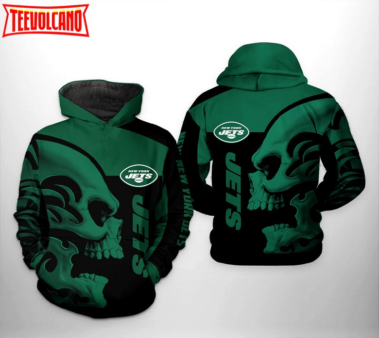 New York Jets NFL Skull 3D Printed Hoodie