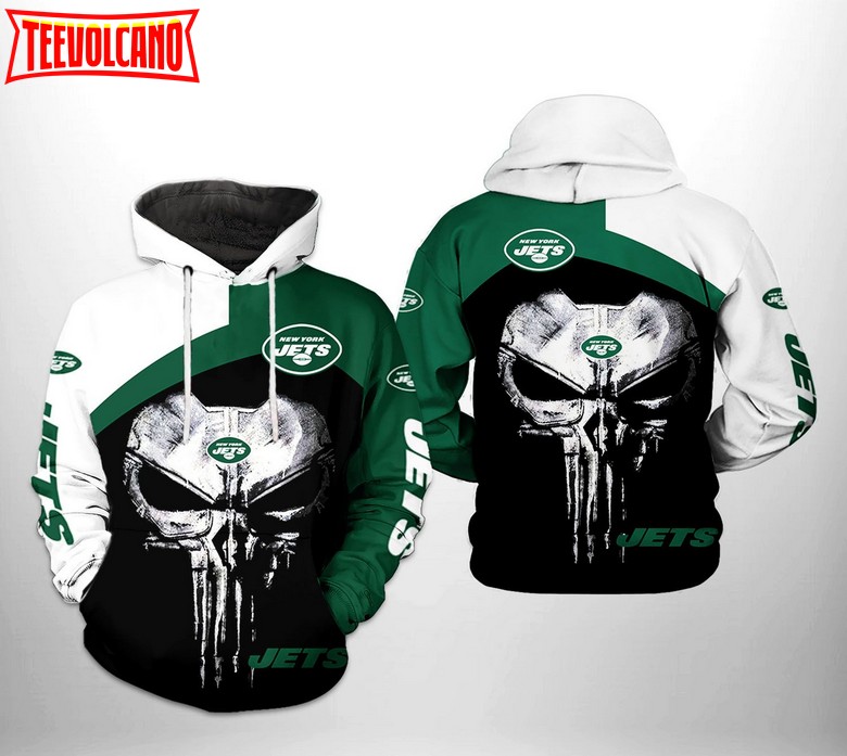 New York Jets NFL Skull Punisher Team 3D Printed Hoodie